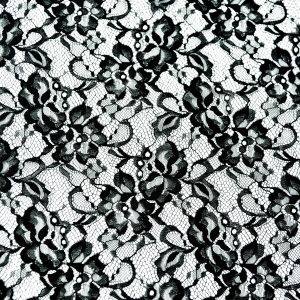 Dantela Chantilly - Model floral - Negru